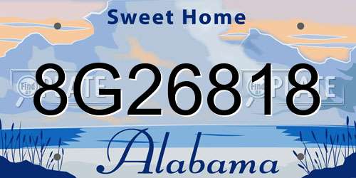 8G26818 Alabama License Plate
