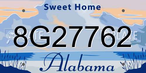 8G27762 Alabama License Plate