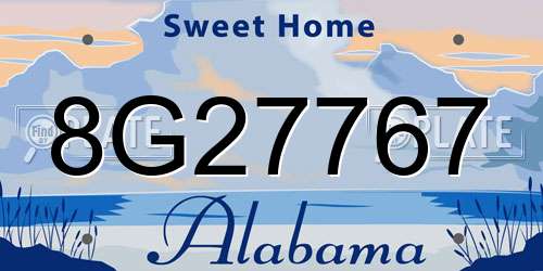 8G27767 Alabama License Plate