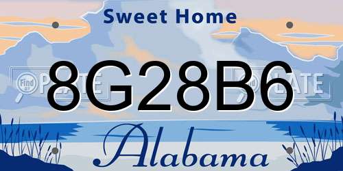 8G28B6 Alabama License Plate