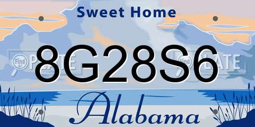 8G28S6 Alabama License Plate