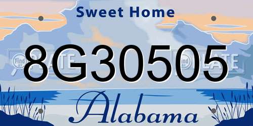 8G30505 Alabama License Plate
