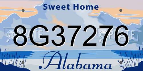 8G37276 Alabama License Plate