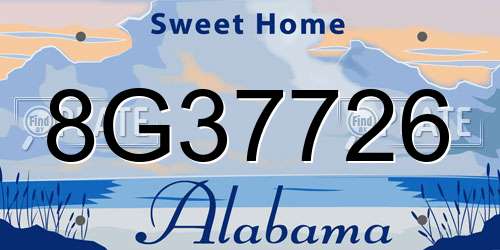 8G37726 Alabama License Plate