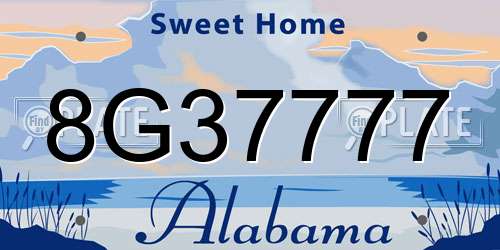 8G37777 Alabama License Plate