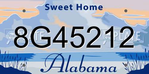 8G45212 Alabama License Plate