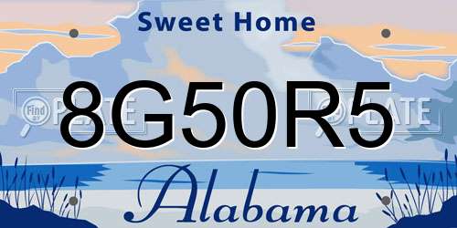 8G50R5 Alabama License Plate