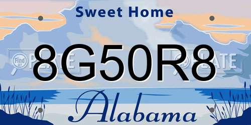8G50R8 Alabama License Plate