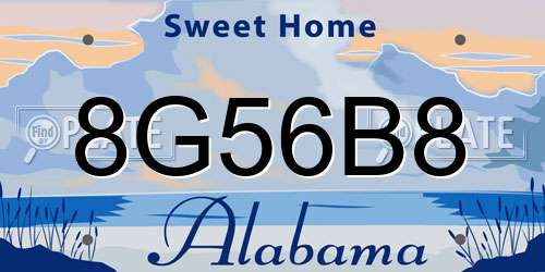 8G56B8 Alabama License Plate