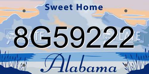 8G59222 Alabama License Plate