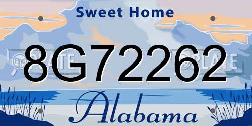 8G72262 Alabama License Plate