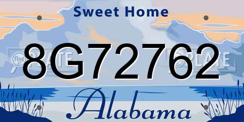 8G72762 Alabama License Plate