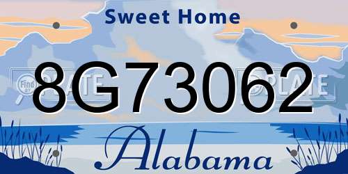 8G73062 Alabama License Plate