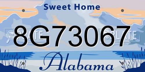 8G73067 Alabama License Plate