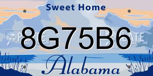 8G75B6 Alabama License Plate