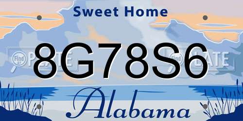 8G78S6 Alabama License Plate