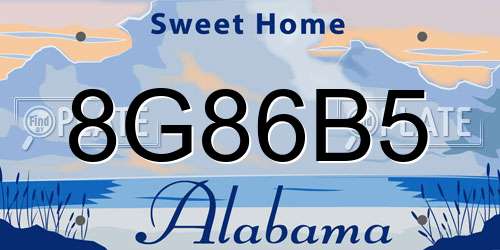 8G86B5 Alabama License Plate