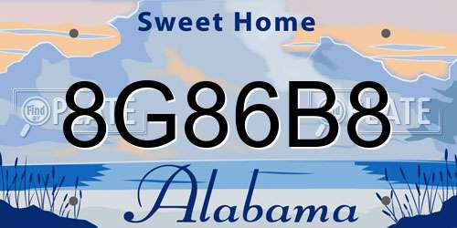 8G86B8 Alabama License Plate