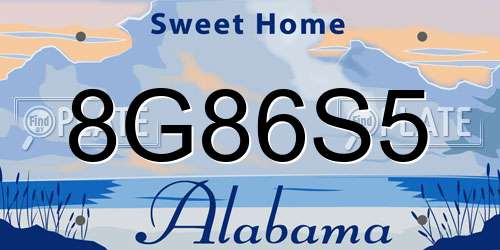 8G86S5 Alabama License Plate