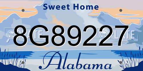 8G89227 Alabama License Plate