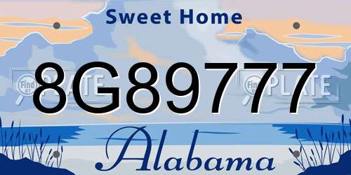 8G89777 Alabama License Plate