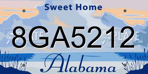 8GA5212 Alabama License Plate