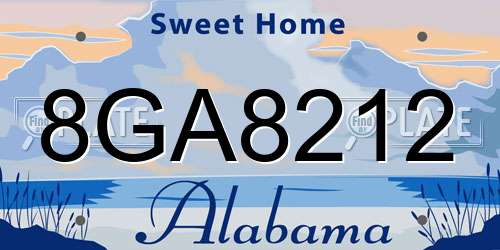 8GA8212 Alabama License Plate