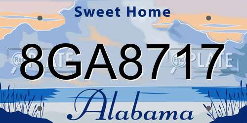 8GA8717 Alabama License Plate