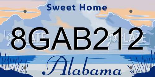 8GAB212 Alabama License Plate