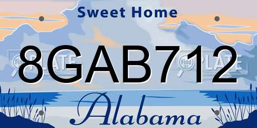 8GAB712 Alabama License Plate