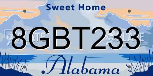 8GBT233 Alabama License Plate