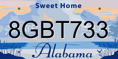 8GBT733 Alabama License Plate