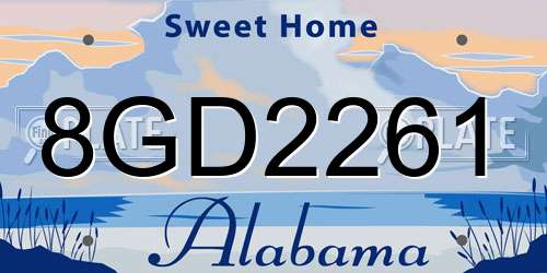 8GD2261 Alabama License Plate