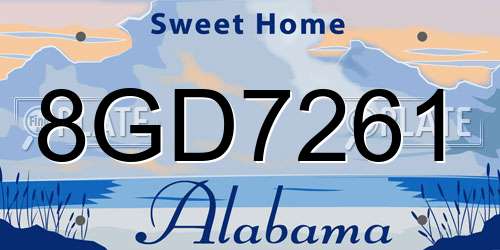 8GD7261 Alabama License Plate