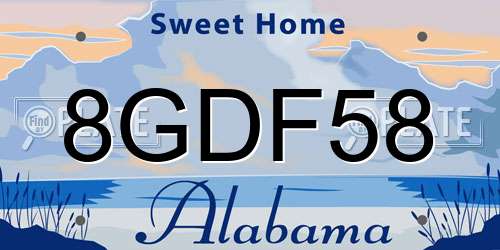 8GDF58 Alabama License Plate