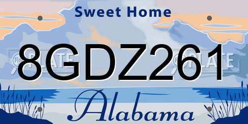 8GDZ261 Alabama License Plate