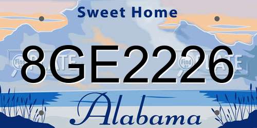 8GE2226 Alabama License Plate