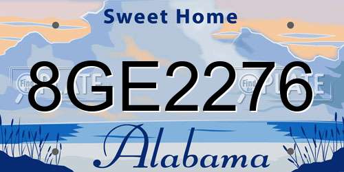 8GE2276 Alabama License Plate
