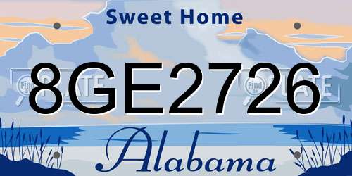 8GE2726 Alabama License Plate