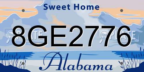 8GE2776 Alabama License Plate