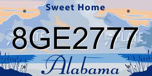 8GE2777 Alabama License Plate