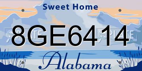 8GE6414 Alabama License Plate
