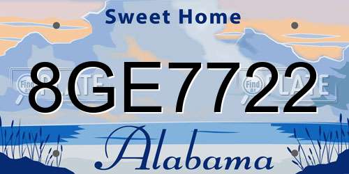 8GE7722 Alabama License Plate