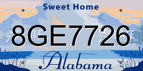 8GE7726 Alabama License Plate
