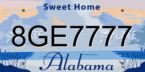 8GE7777 Alabama License Plate
