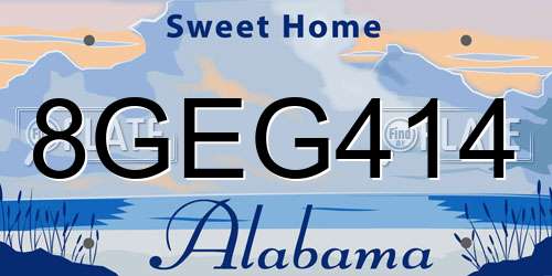 8GEG414 Alabama License Plate