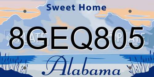 8GEQ805 Alabama License Plate