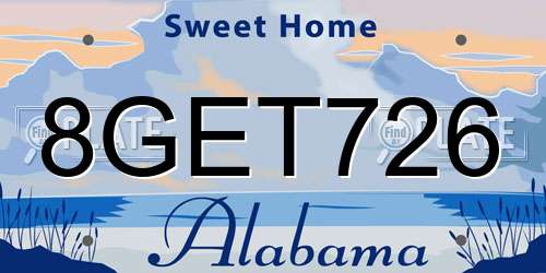 8GET726 Alabama License Plate