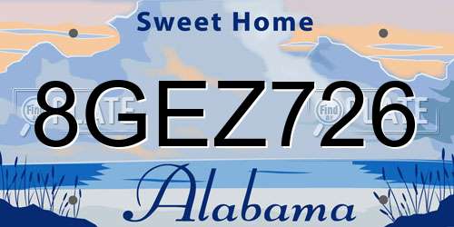 8GEZ726 Alabama License Plate