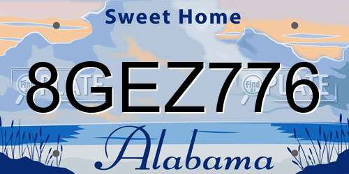 8GEZ776 Alabama License Plate